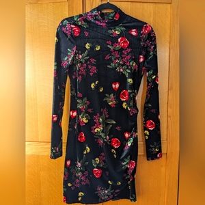 Velvet mini dress with floral details
